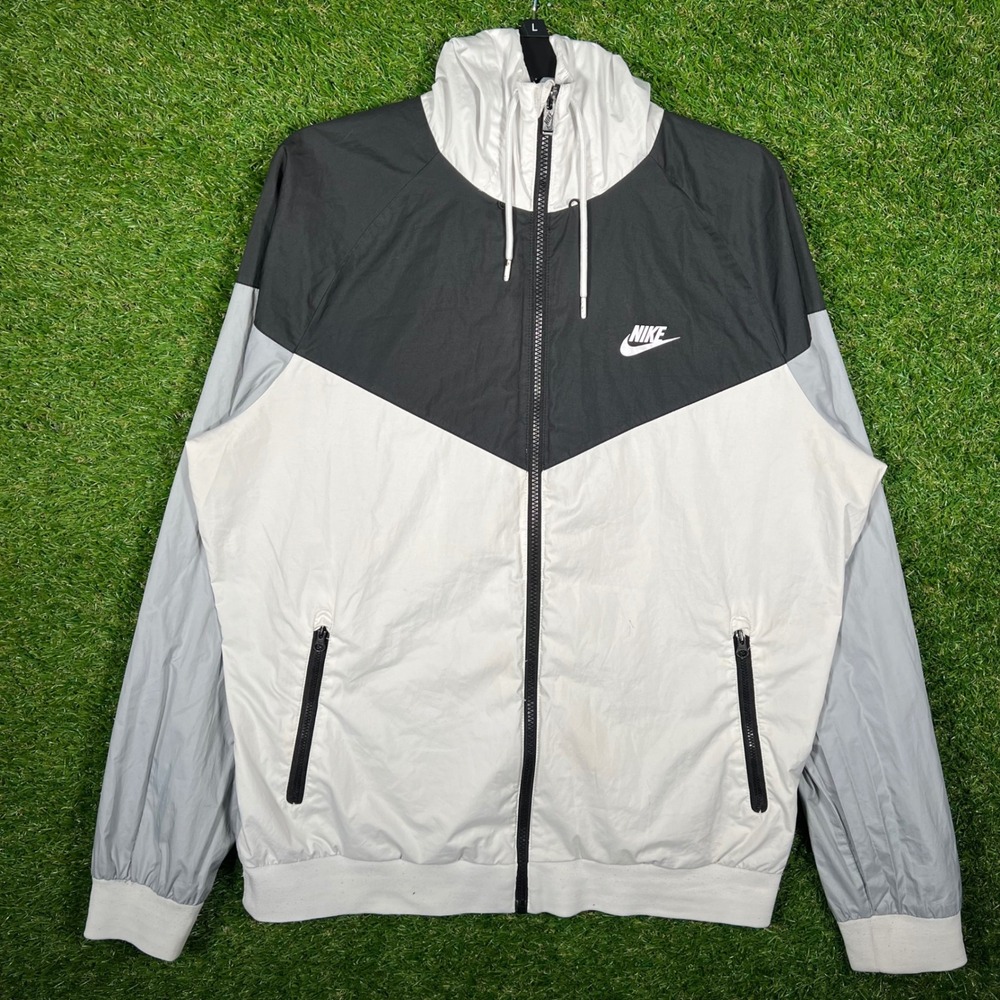 Nike Windrunner Hooded Jacket Mens Large Black White Grey Colorblock‎